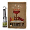 Gardencontrol 13 x 18.5 in. Barbecue Summer Fun in the Sun Vertical Double Sided Garden Flag Set with Banner Pole GA4124686